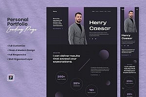 个人作品集网站着陆页设计模板 Personal Portfolio Landing Page – Henry