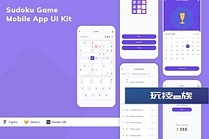 数独游戏移动应用程序UI套件 Sudoku Game Mobile App UI Kit