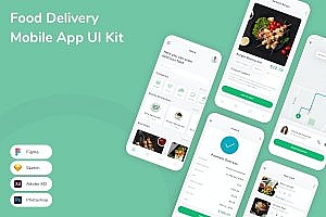 食品配送移动应用UI设计套件 Food Delivery Mobile App UI Kit