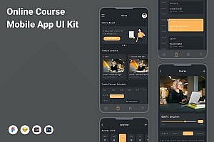 网上课程移动应用UI设计套件 Online Course Mobile App UI Kit