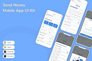 转账汇款移动应用UI设计套件 Send Money Mobile App UI Kit