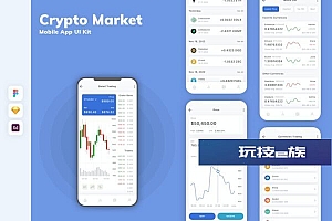 加密市场App界面设计UI模板套件 Crypto Market Mobile App UI Kit