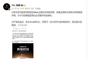 小米14屏幕参数规格曝光:边框1mm 标准版分辨率1.5K