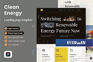 可再生能源网站着陆页面设计模板 Onicrom – Clean Energy Landing Page