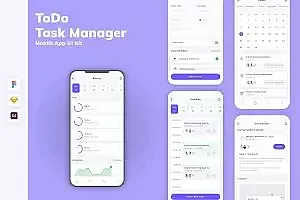 ToDo 和任务管理器移动应用 UI 套件 ToDo & Task Manager Mobile App UI Kit