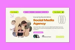 社交媒体代理网站Header设计模板 Social Media Agency Website Header