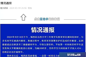 西宁通报:多名小学生楼道嬉戏推搡撞断护栏,1人跌落头部受伤,正在诊疗观察中