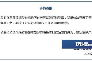 三亚警方通报“游客在三亚湾椰梦长廊拍照被辱骂殴打”:对违法行为人行拘7日