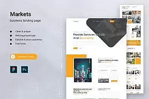 市场业务网站着陆页模板 Markets Business Landing Page