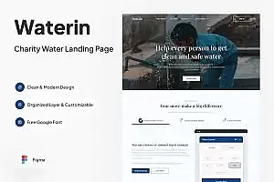 水资源慈善网站着陆页模板 Waterin – Water Charity Landing Page