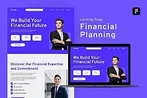财务网站设计着陆页UI模板 Growth – Financial Planning Landing Page Figma