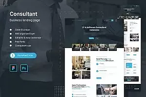 顾问业务网站着陆页设计UI模板 Consultant Business Landing Page Template