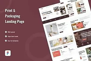 印刷和包装服务网站设计着陆页UI模板 Print & Packaging Service Landing Page Website