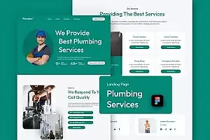 管道工管道服务网站着陆页设计UI模板 Plumbers Plumbing Services Landing Page Figma