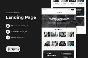 旅行服务企业网站关于我们页面设计Figma模板 Travel – About us page