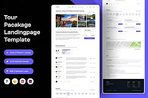 旅游网站方案着陆页UI模板 Tour Package Landing Page Template