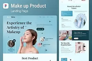化妆品品牌网站首页设计 Figma 模板 Aura Skin – Makeup Product Landing Page Figma