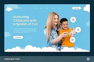 保姆服务网站Hero模板设计 Babysitting Hero Section