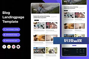 博客网站着陆页UI模板 Blog Landing Page Template
