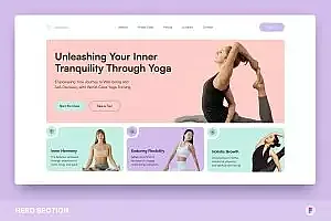 瑜伽训练主题网站巨无霸设计Figma模板 Yoga Training Hero Section