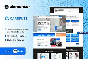 Carefuse-AI 健康应用程序 Elementor 模板套件