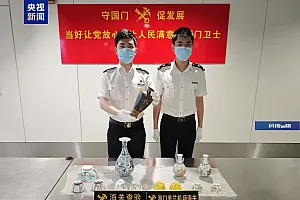 “无申报”出境旅客行李藏文物 被海南海口海关当场查获
