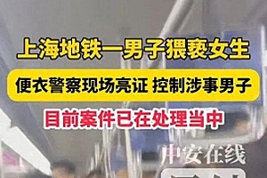 上海地铁回应男子猥亵女生被当场抓获:每天有便衣警察值班,很重视乘客安全