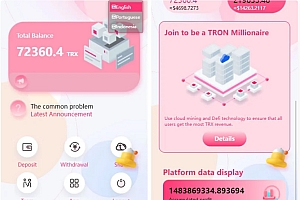 价值500u的trx粉色UI多语言理财网站系统源码