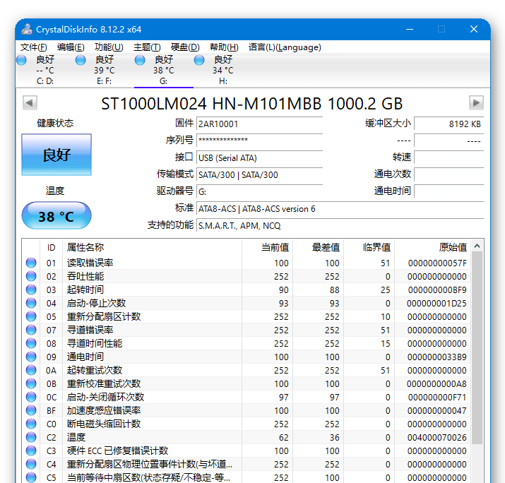 【系统工具】CrystalDiskInfo 硬盘状态检测工具 v8.12.2 单文件&绿色版