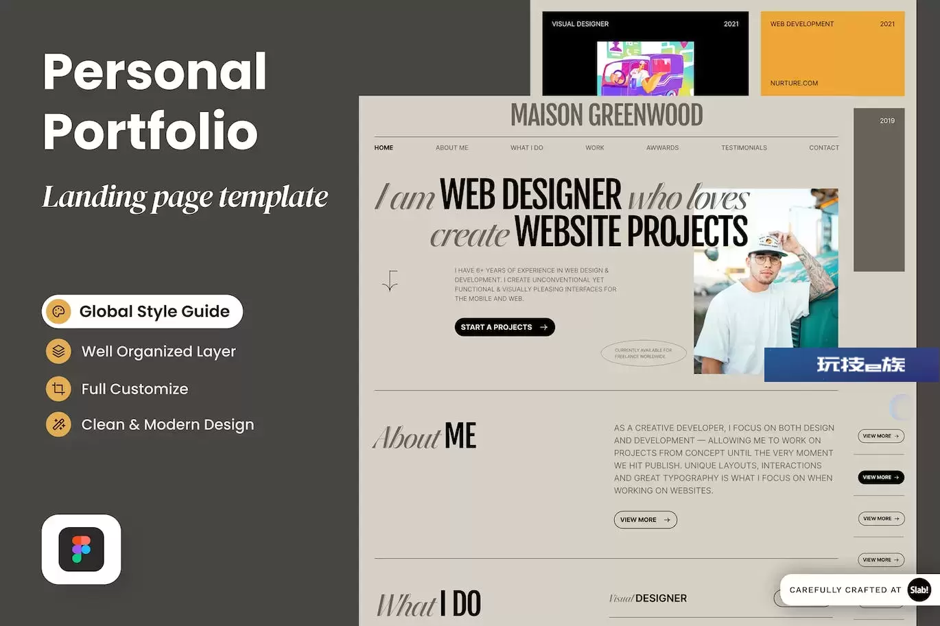个人作品集网站着陆页设计模板 Maison Greenwood – Personal Portfolio Landing Page