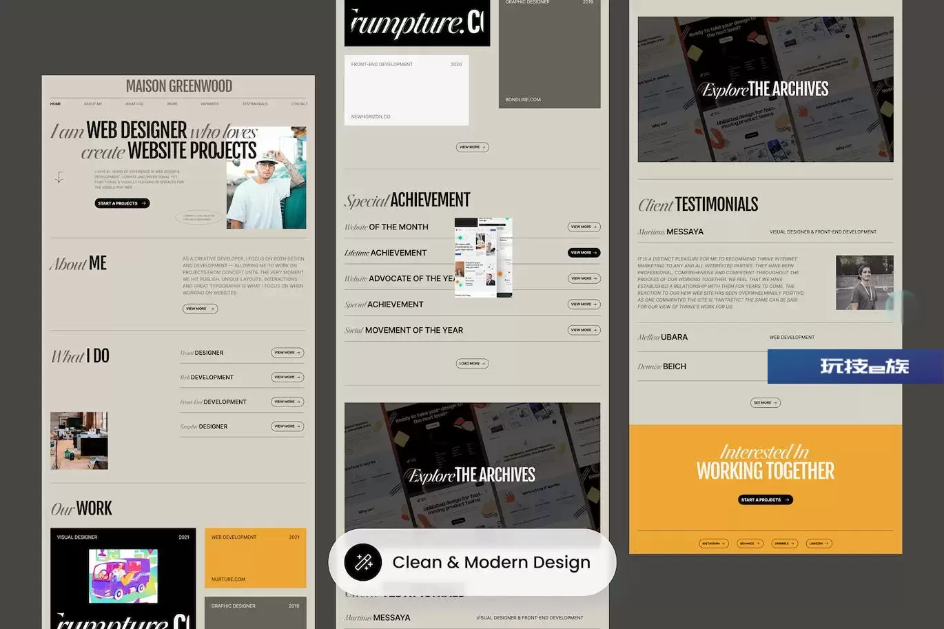 个人作品集网站着陆页设计模板 Maison Greenwood – Personal Portfolio Landing Page