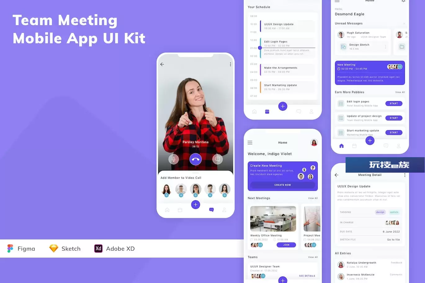 团队会议移动应用程序 UI 套件 Team Meeting Mobile App UI Kit