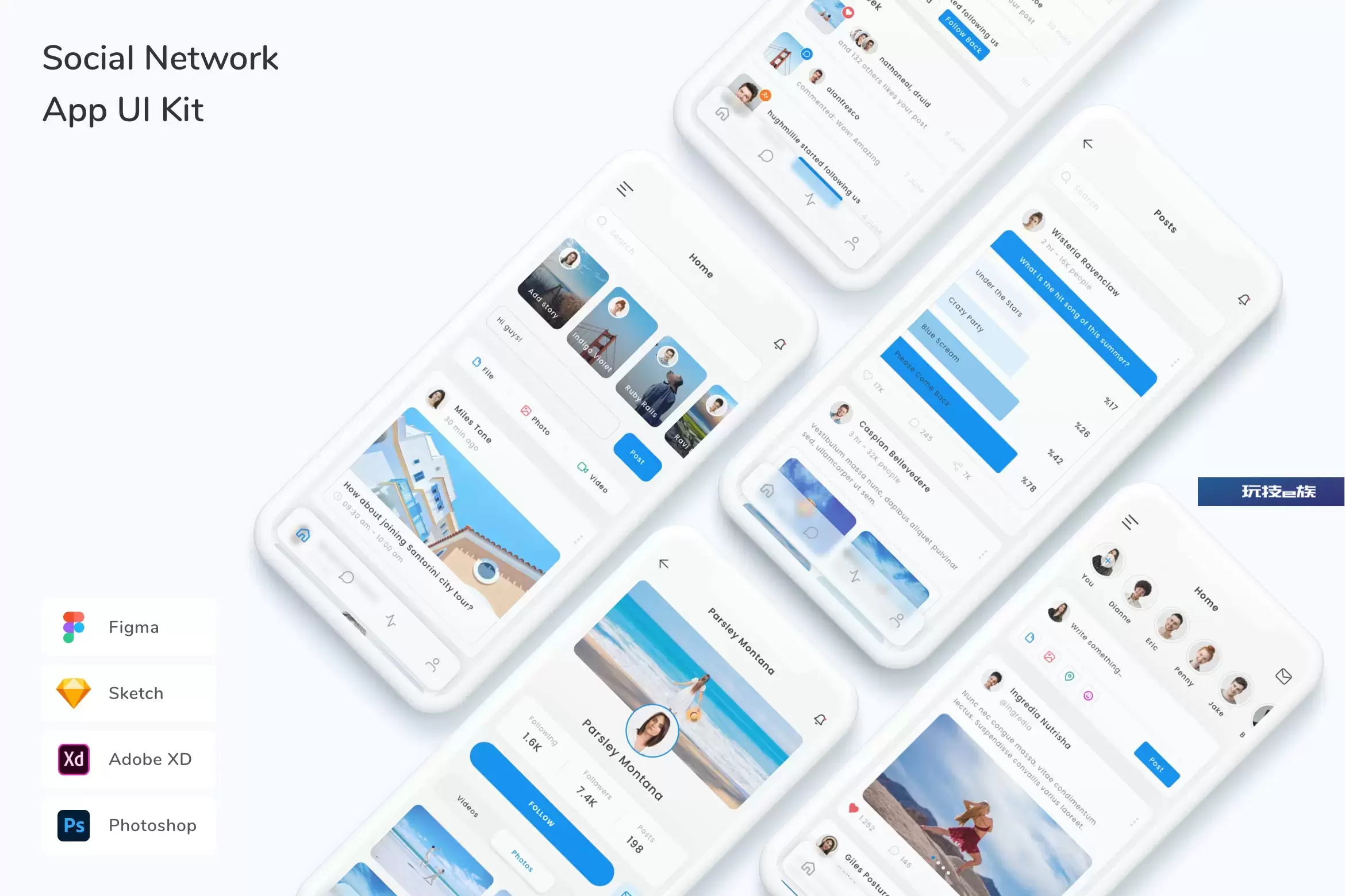 社交网络移动应用UI设计套件 Social Network App UI Kit