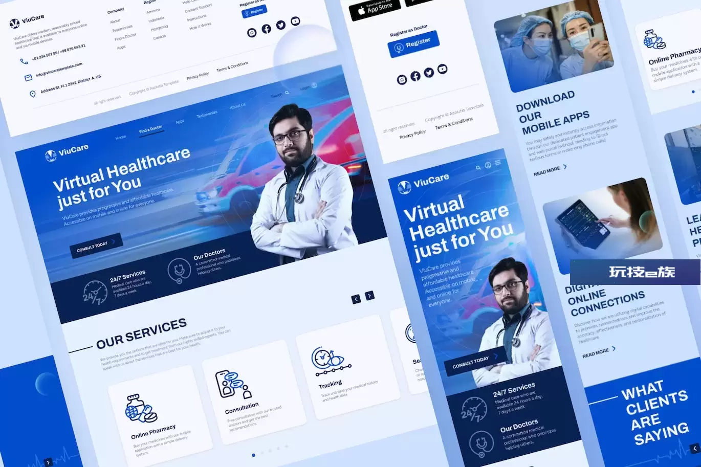 医疗网站着陆页设计模板 ViuCare – Medical Landing Page Template