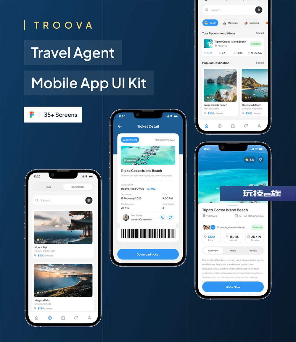 玩技下午茶:旅行社移动应用程序UI套件