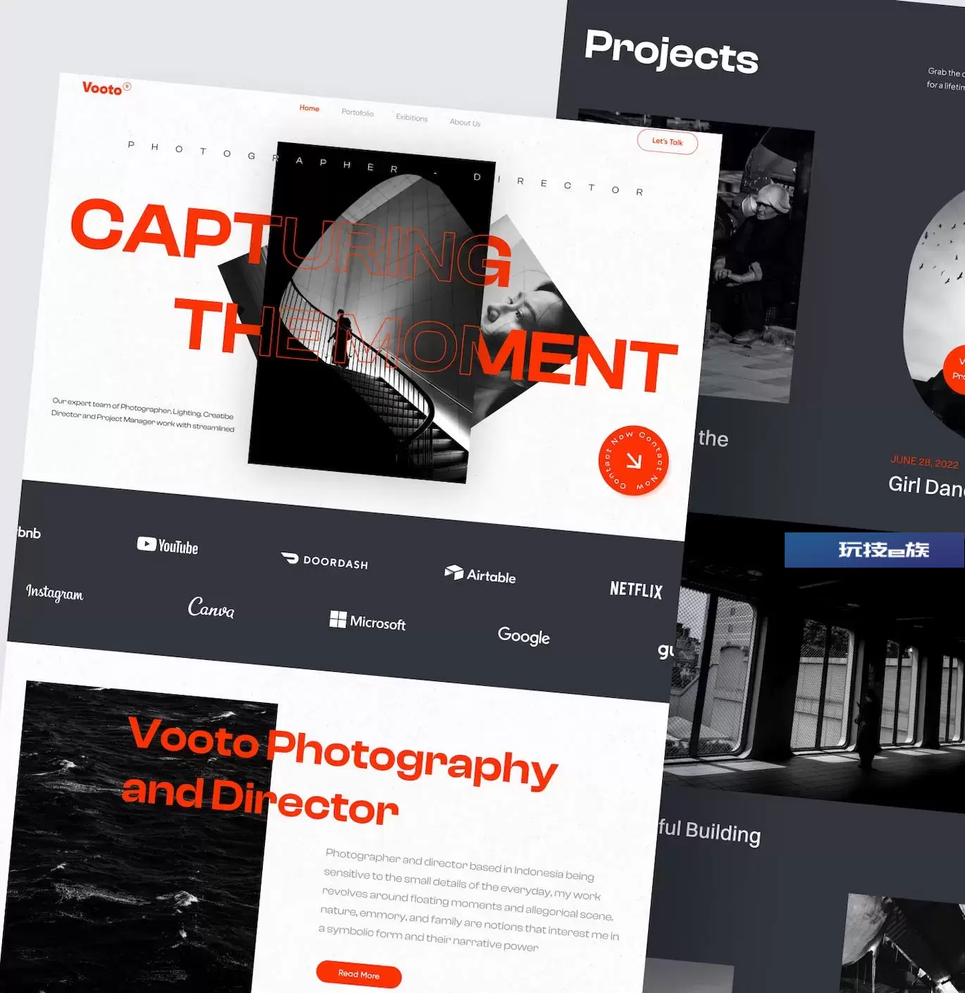 摄影师网站着陆页fig模板 Vooto – Photography Landing Page