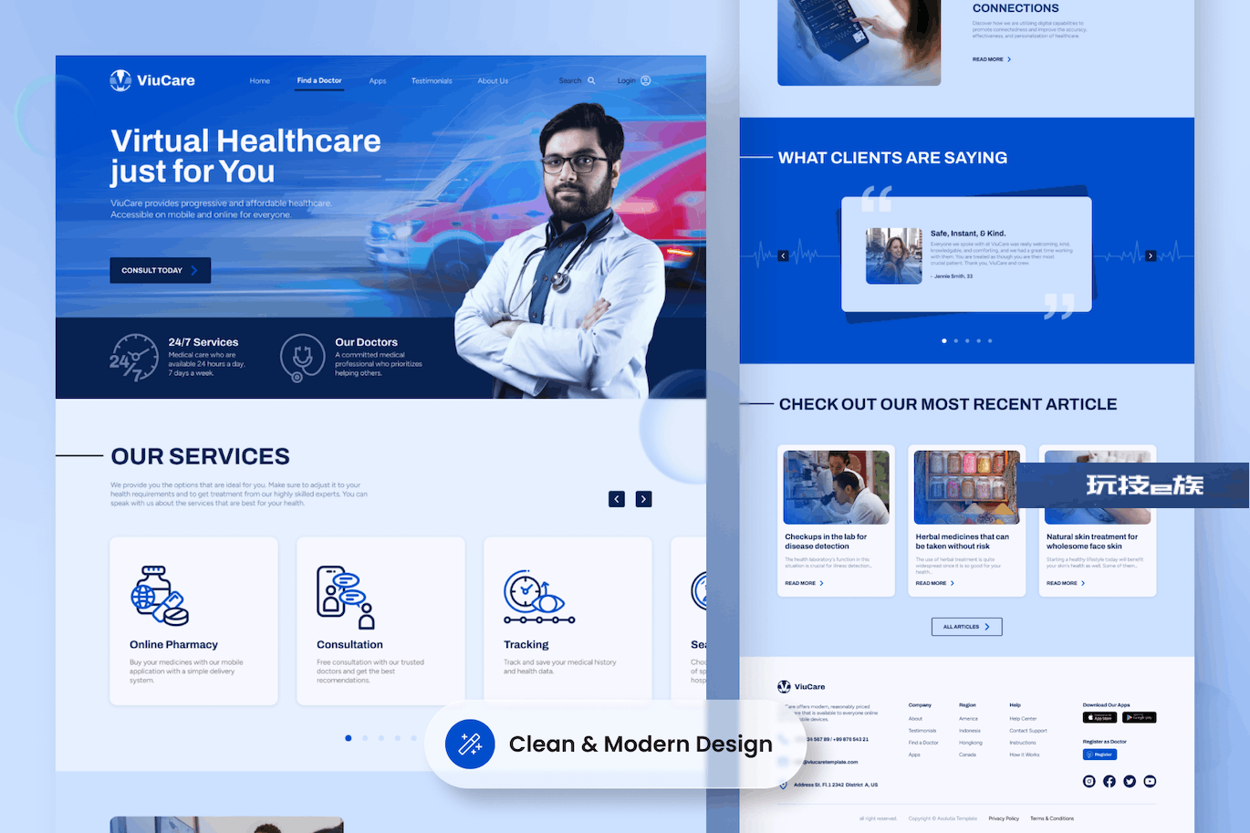 医疗网站着陆页设计模板 ViuCare – Medical Landing Page Template