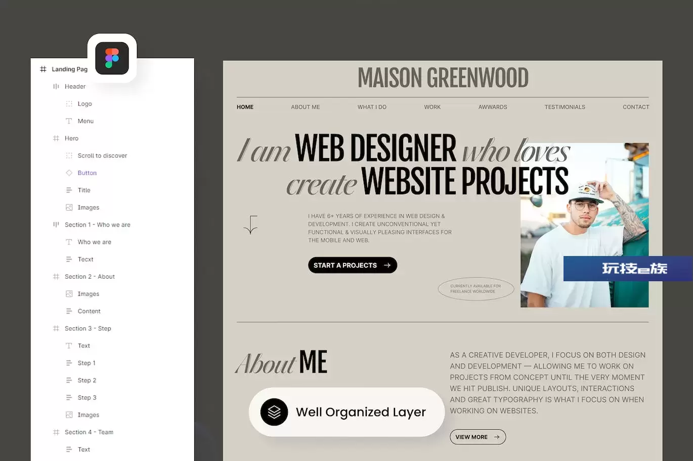 个人作品集网站着陆页设计模板 Maison Greenwood – Personal Portfolio Landing Page