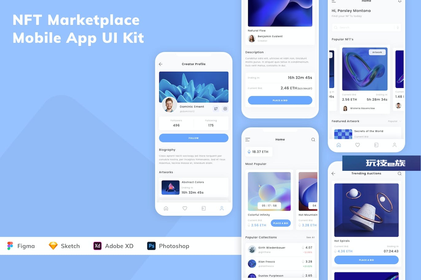 NFT市场App应用程序UI模板套件 NFT Marketplace Mobile App UI Kit