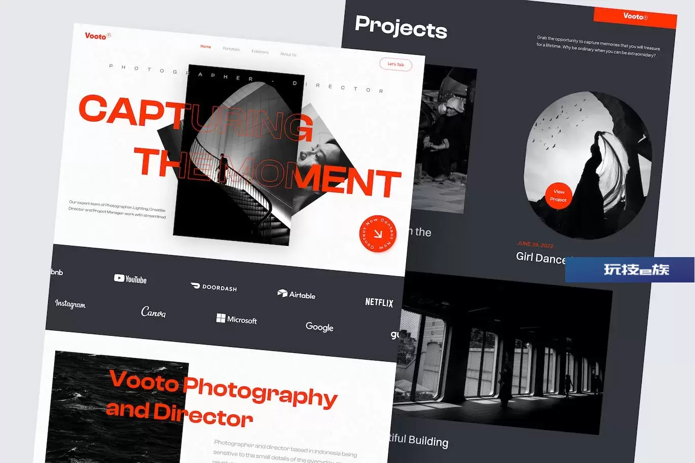 摄影师网站着陆页fig模板 Vooto – Photography Landing Page