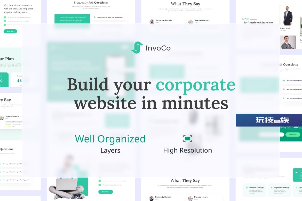 企业网站页面设计Figma模板 InvoCo – Corporate Figma Template