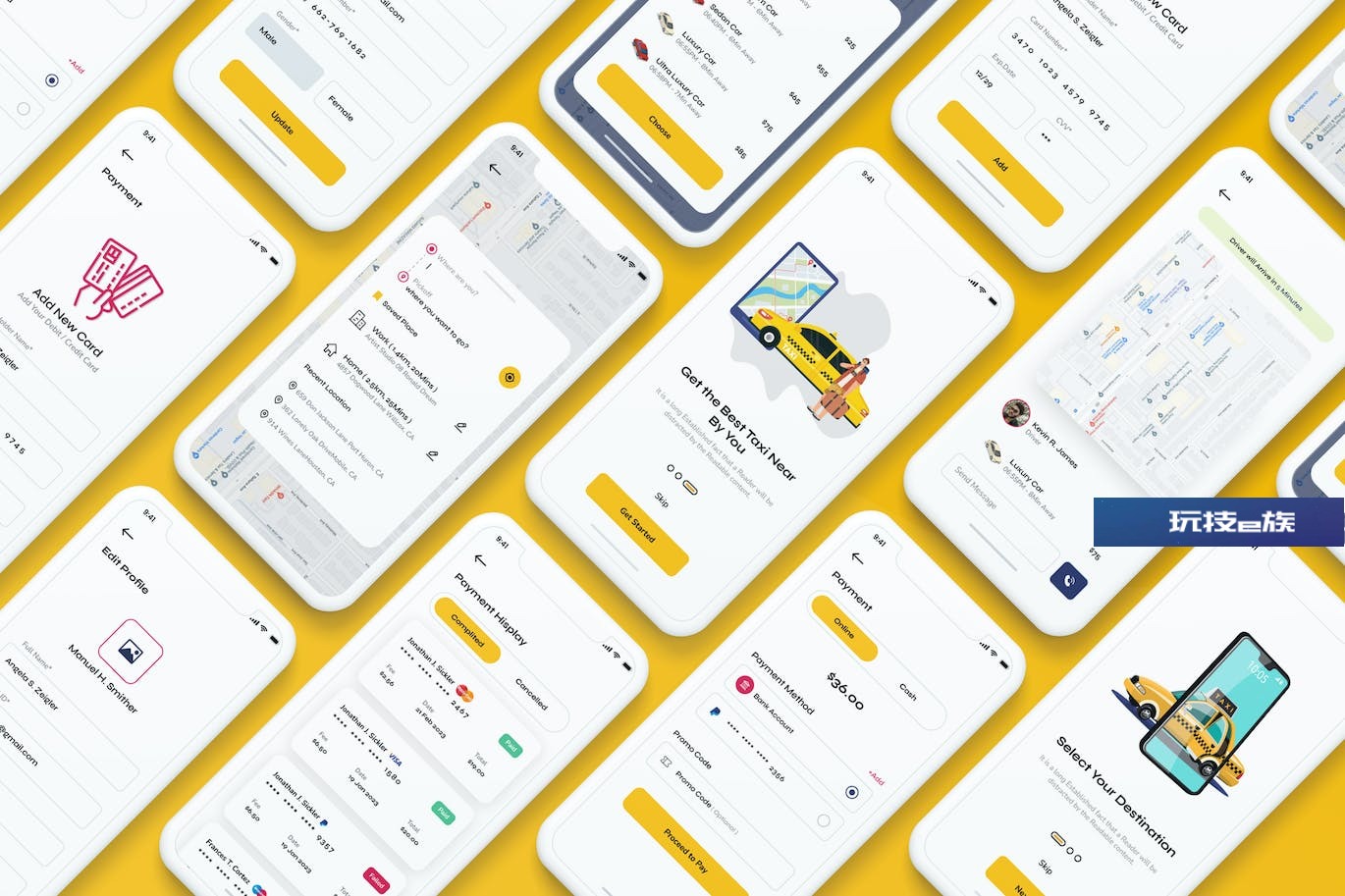 出租车预订移动应用程序UI套件Figma模板 CaboTax-Taxi Booking Mobile App UI Kit
