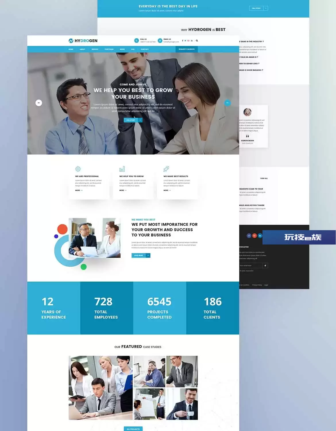 公司和商业网站着陆页PSD模板 Hydrogen – Corporate & Business Psd Template