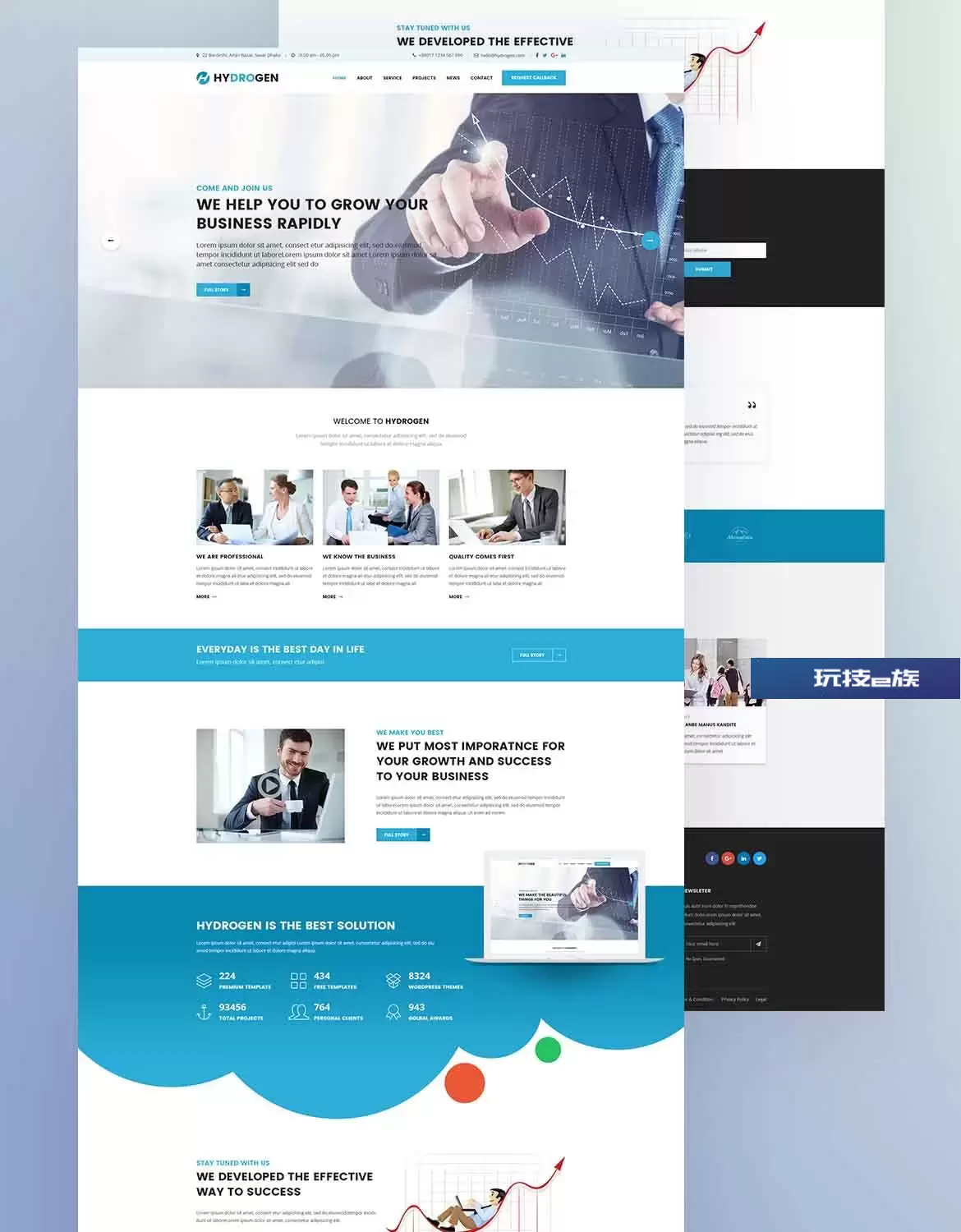 公司和商业网站着陆页PSD模板 Hydrogen – Corporate & Business Psd Template