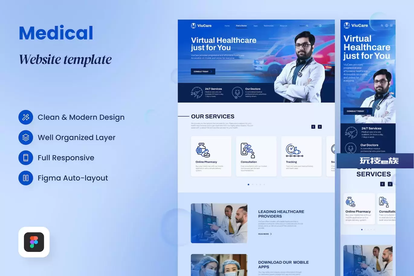 医疗网站着陆页设计模板 ViuCare – Medical Landing Page Template