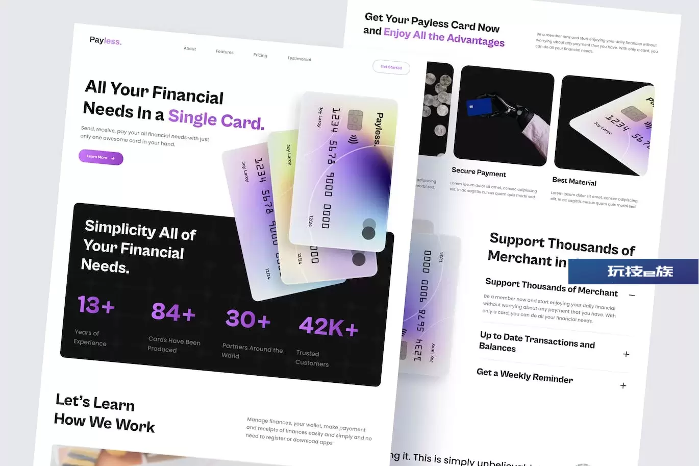 支付平台网站着陆页fig模板 Payless – Payment Landing page