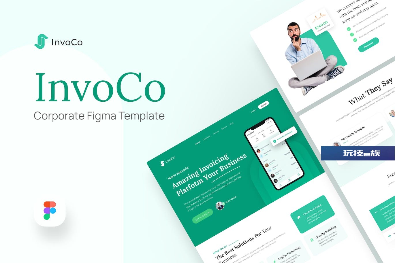 企业网站页面设计Figma模板 InvoCo – Corporate Figma Template