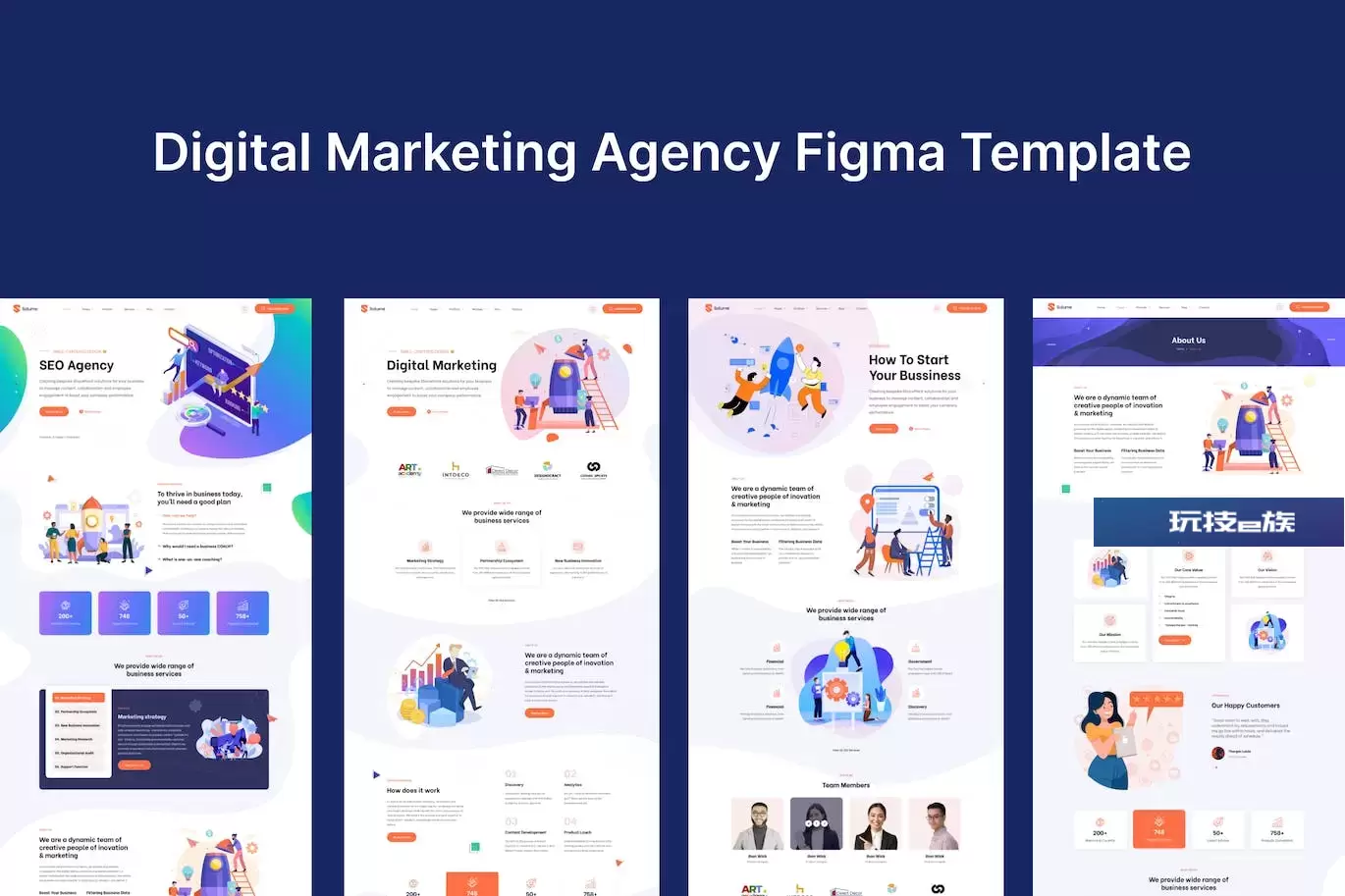 数字营销机构网站布局UI设计fig模板 Digital Marketing Agency Figma Template