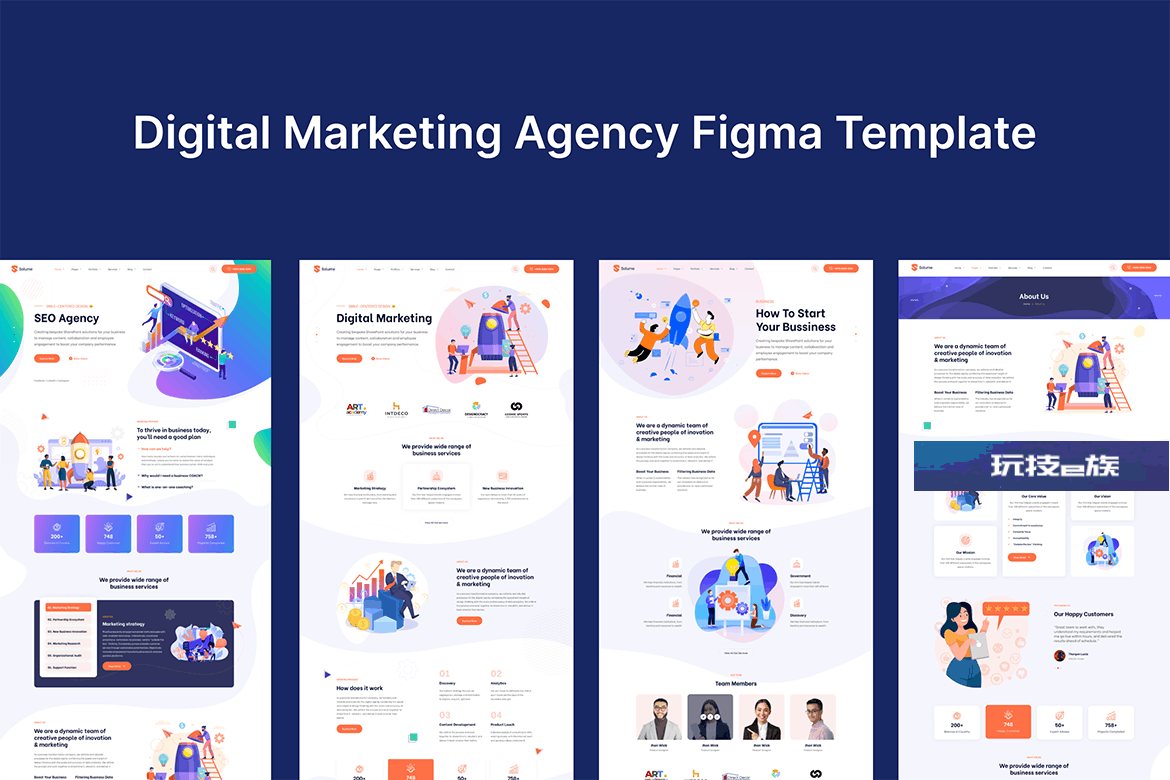 数字营销机构网站布局UI设计fig模板 Digital Marketing Agency Figma Template