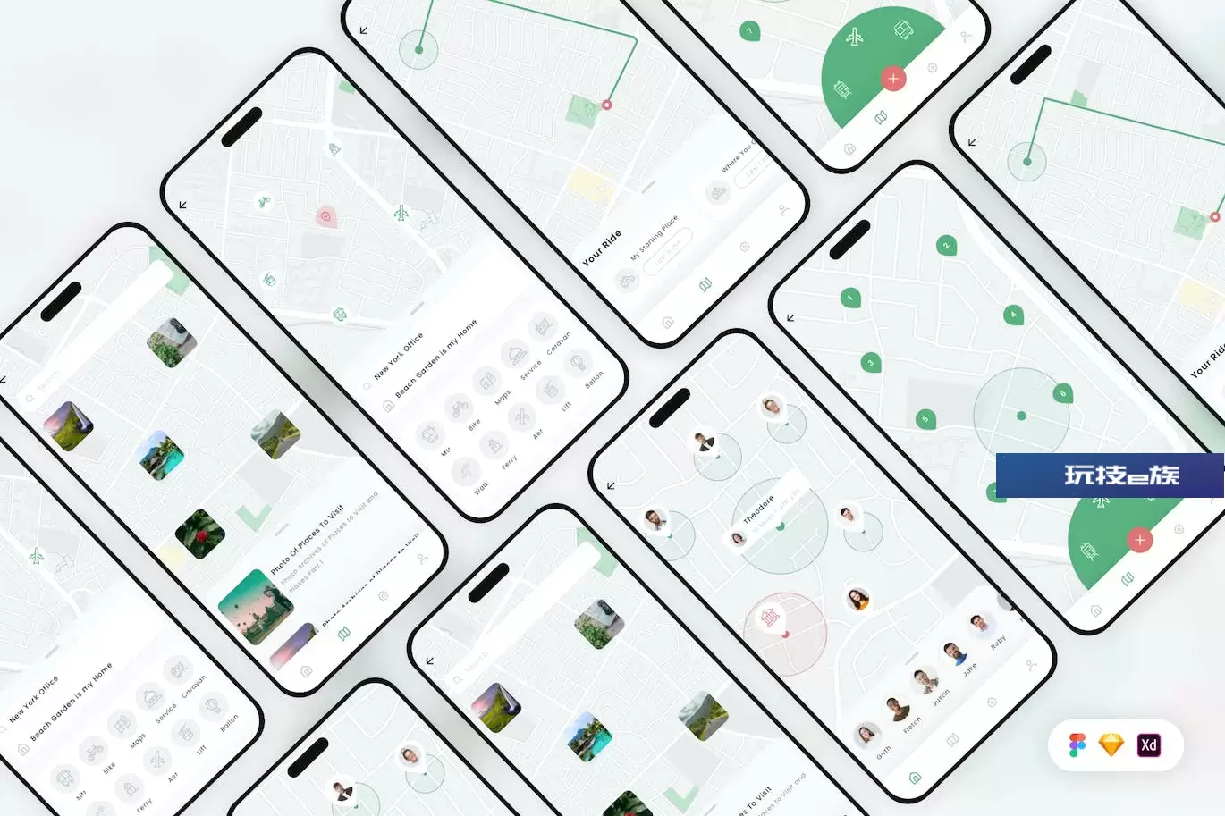 手机导航移动应用程序 UI 套件 Navigation Mobile App UI Kit